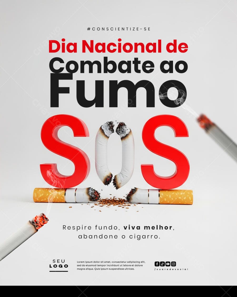 Flyer Dia Nacional de Combate ao Fumo PSD Editável