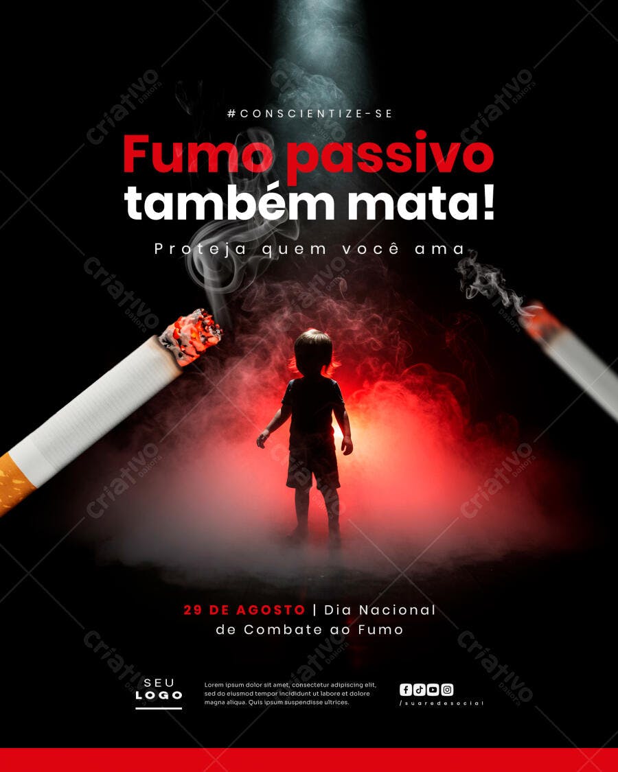 Flyer Dia Nacional de Combate ao Fumo PSD Editável