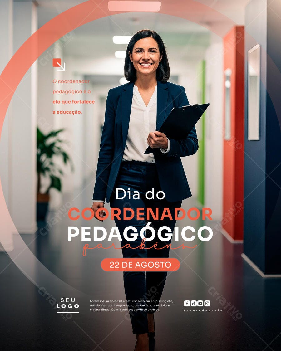 Flyer Dia do Coordenador Pedagógico PSD Editável