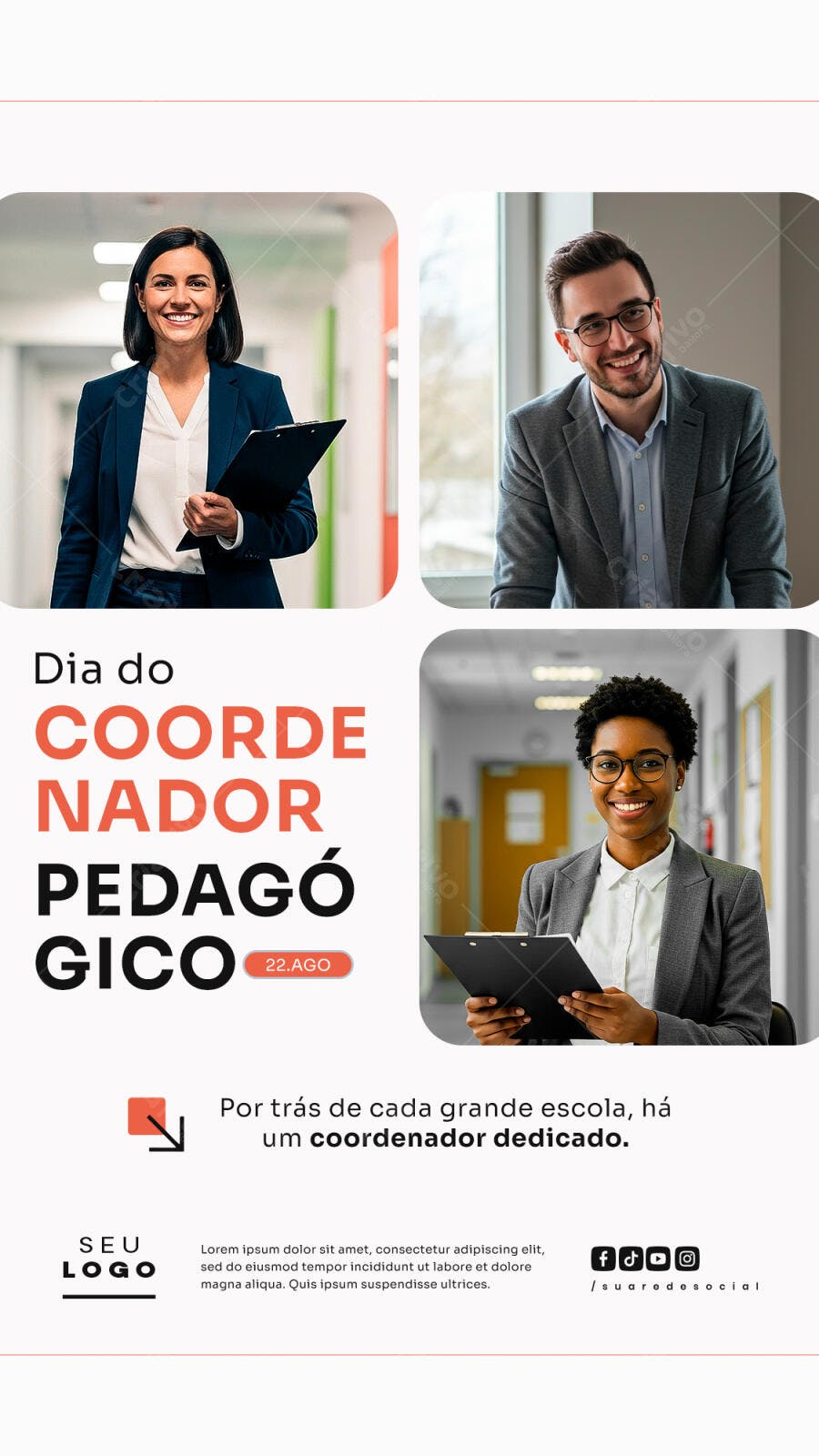 Flyer Dia do Coordenador Pedagógico 22 Ago PSD Editável