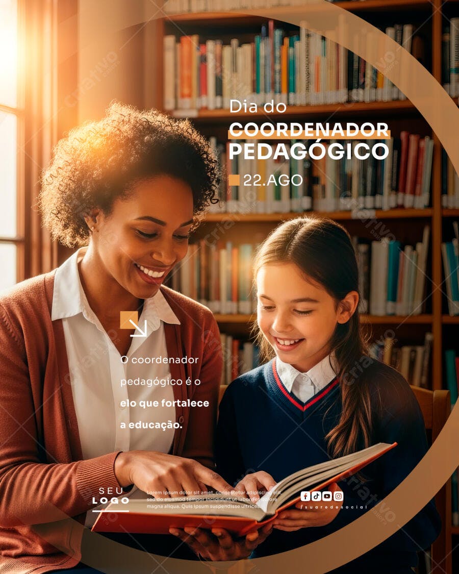 Flyer Dia do Coordenador Pedagógico 22 Ago PSD Editável