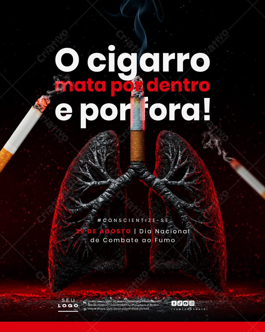 Flyer Dia Nacional de Combate ao Fumo PSD Editável