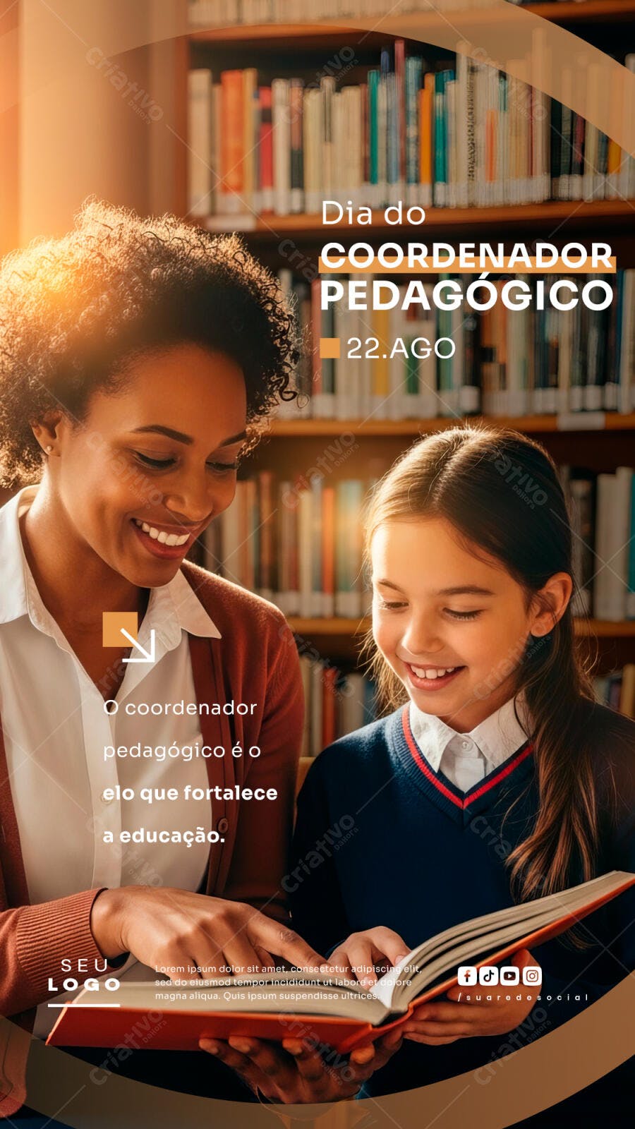 Flyer Dia do Coordenador Pedagógico 22 Ago PSD Editável