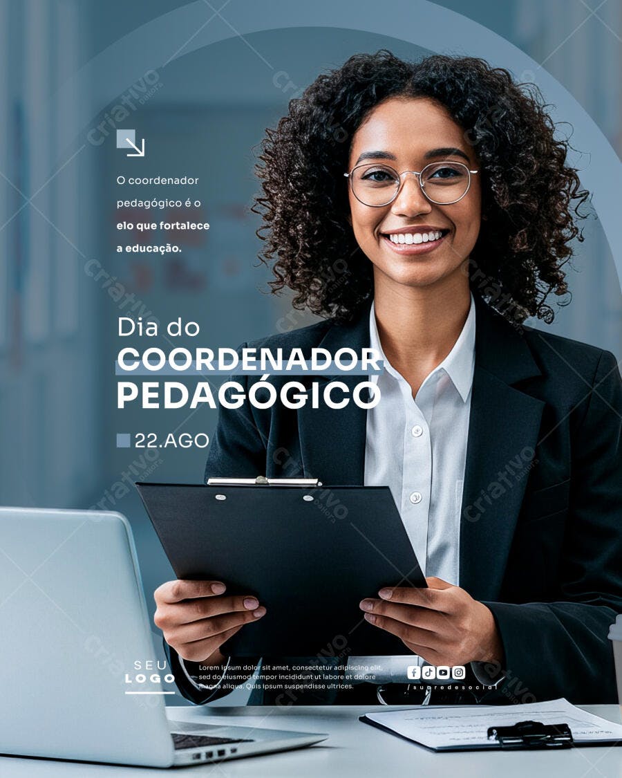 Post para Dia do Coordenador Pedagógico PSD Editável