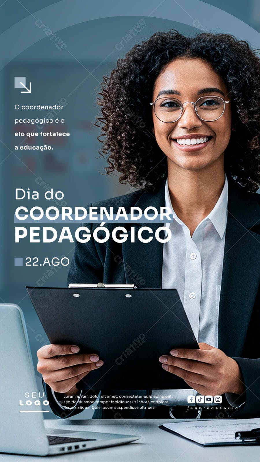 Flyer Dia do Coordenador Pedagógico 22 Ago PSD Editável