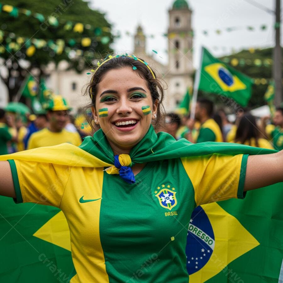 Torcedora brasileira vibrante em evento esportivo