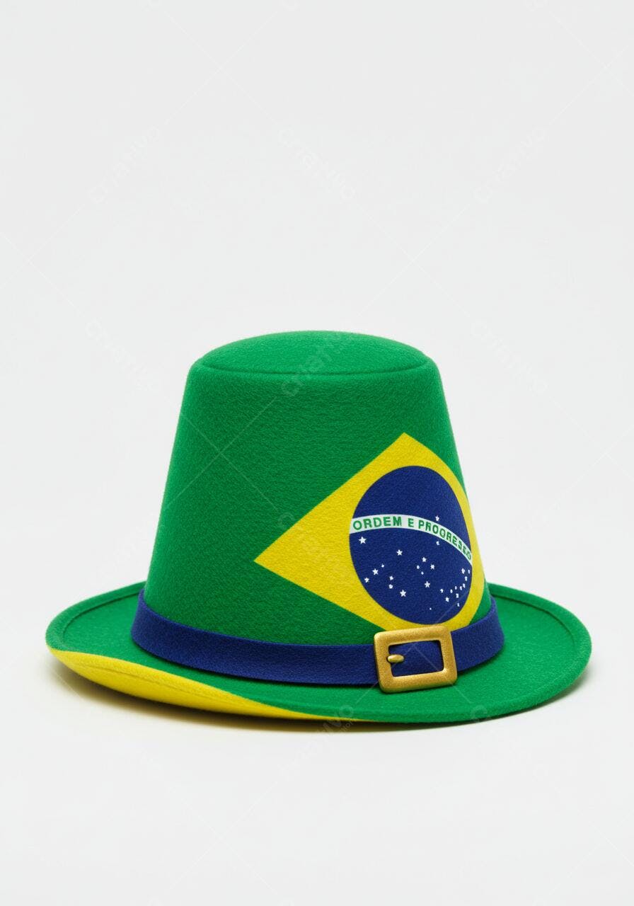 Chapéu verde amarelo e azul com bandeira do Brasil