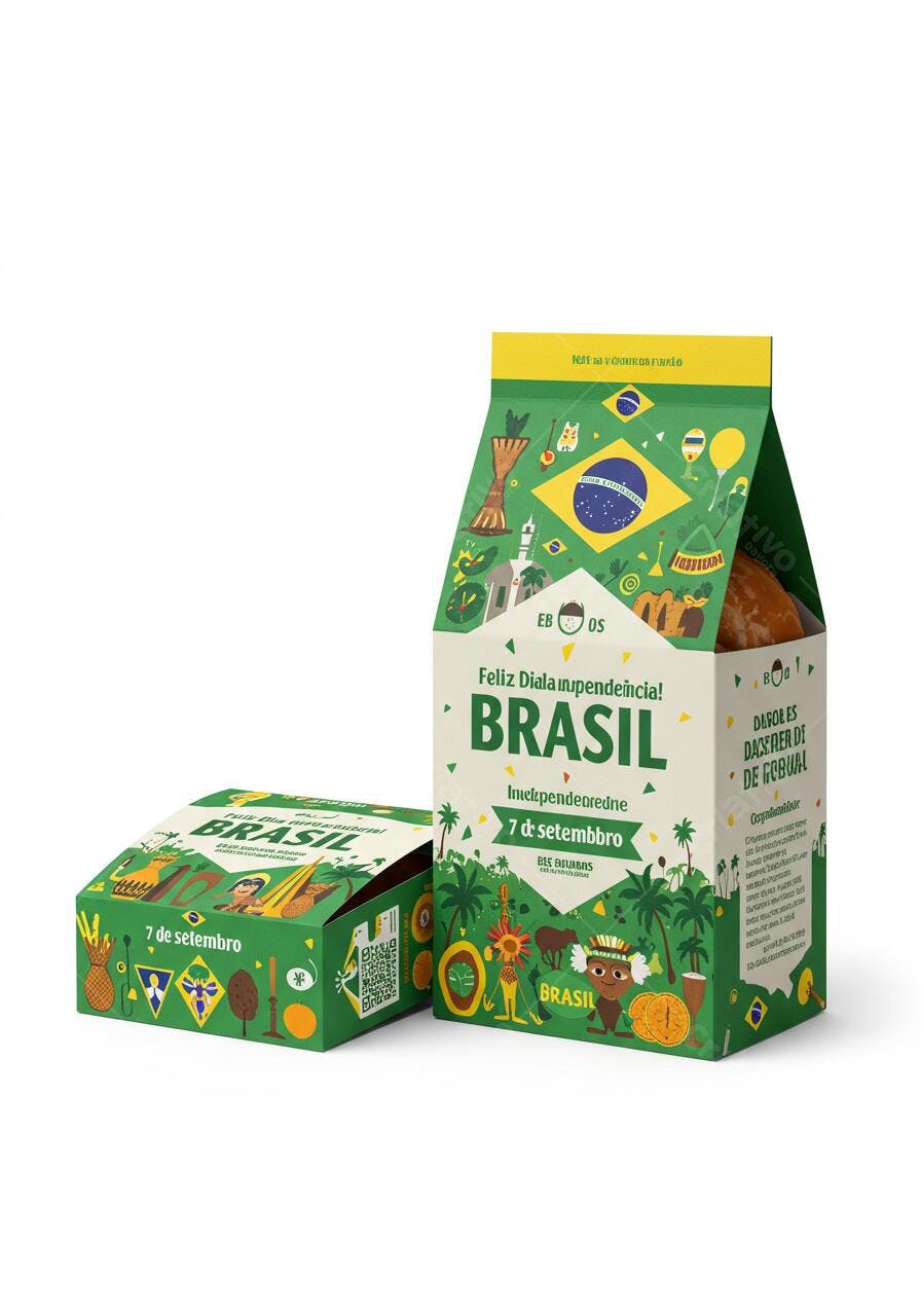 Embalagem Dia da Independência Brasil 7 de Setembro