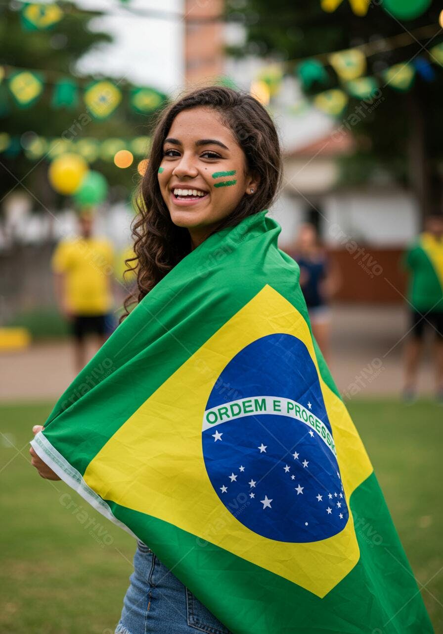 Torcedora brasileira com bandeira