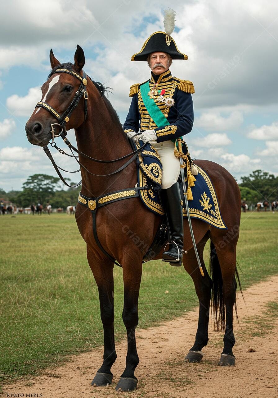 Oficial militar a cavalo uniforme histórico