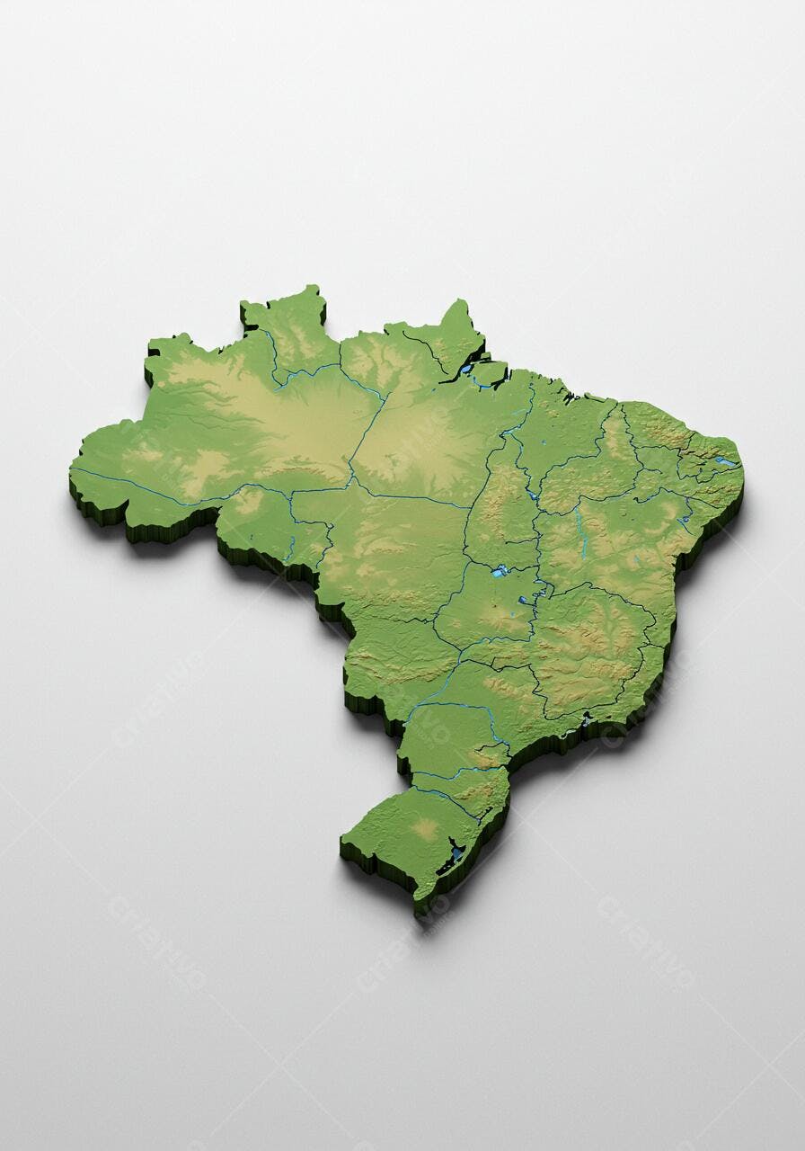 Mapa 3D do Brasil relevo verde