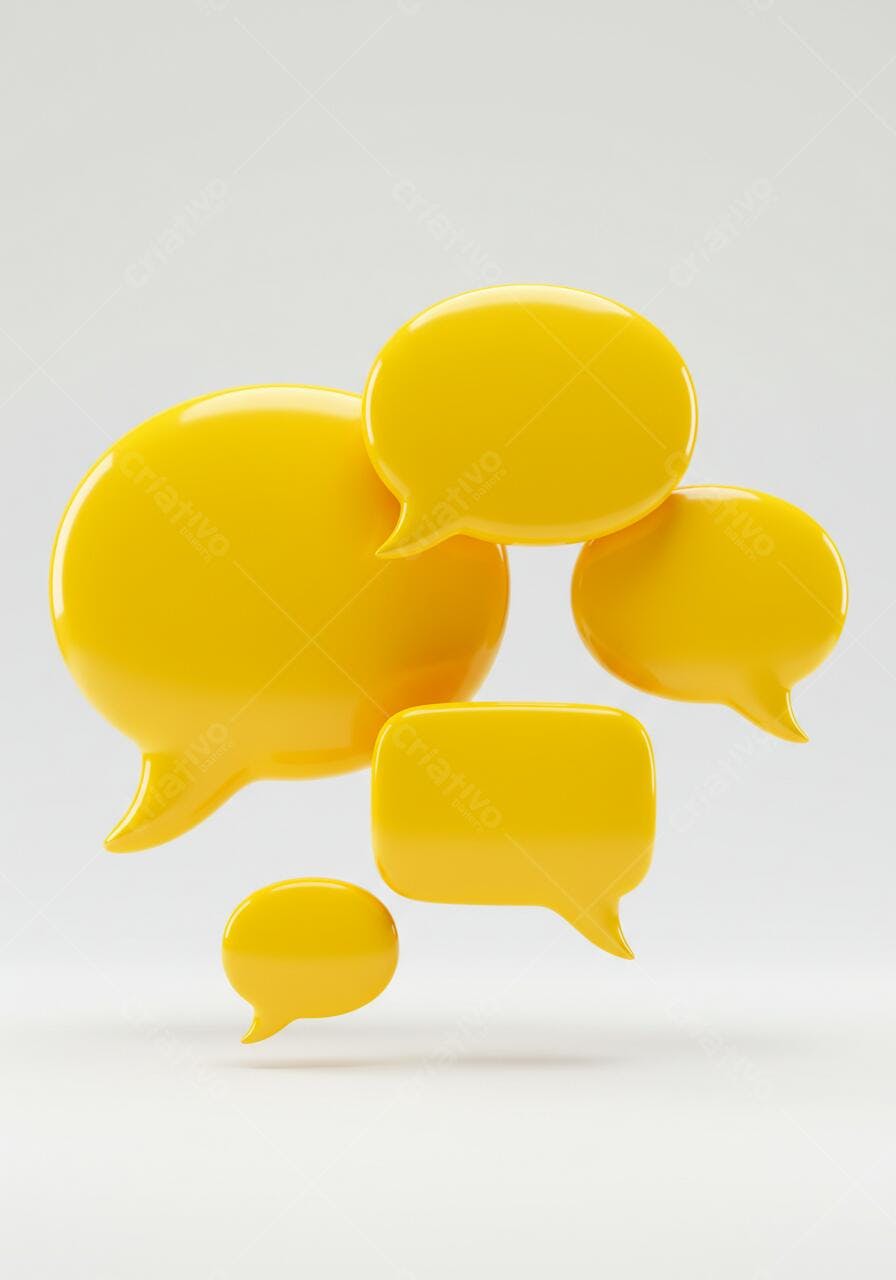 Balões de conversa amarelos sobre fundo branco