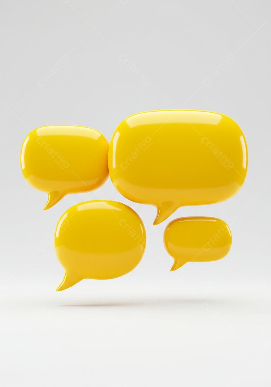 Balões de conversa amarelos sobre fundo branco