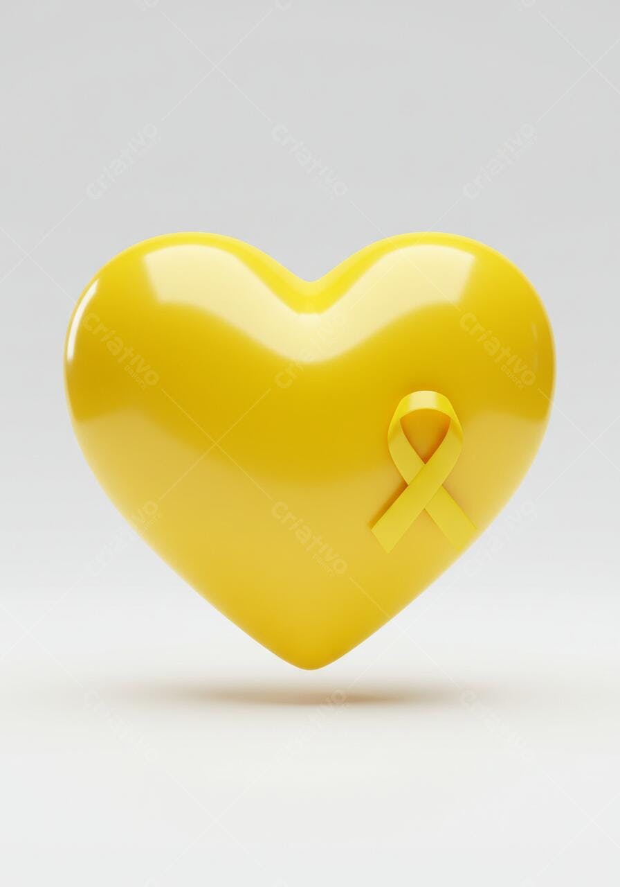 Coração amarelo com laço amarelo