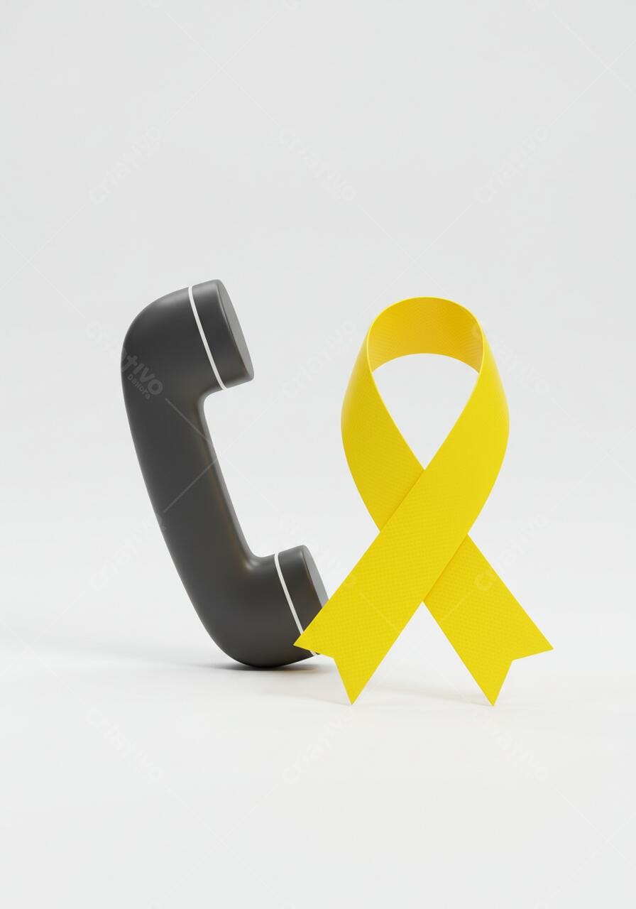 Telefone e fita amarela de apoio