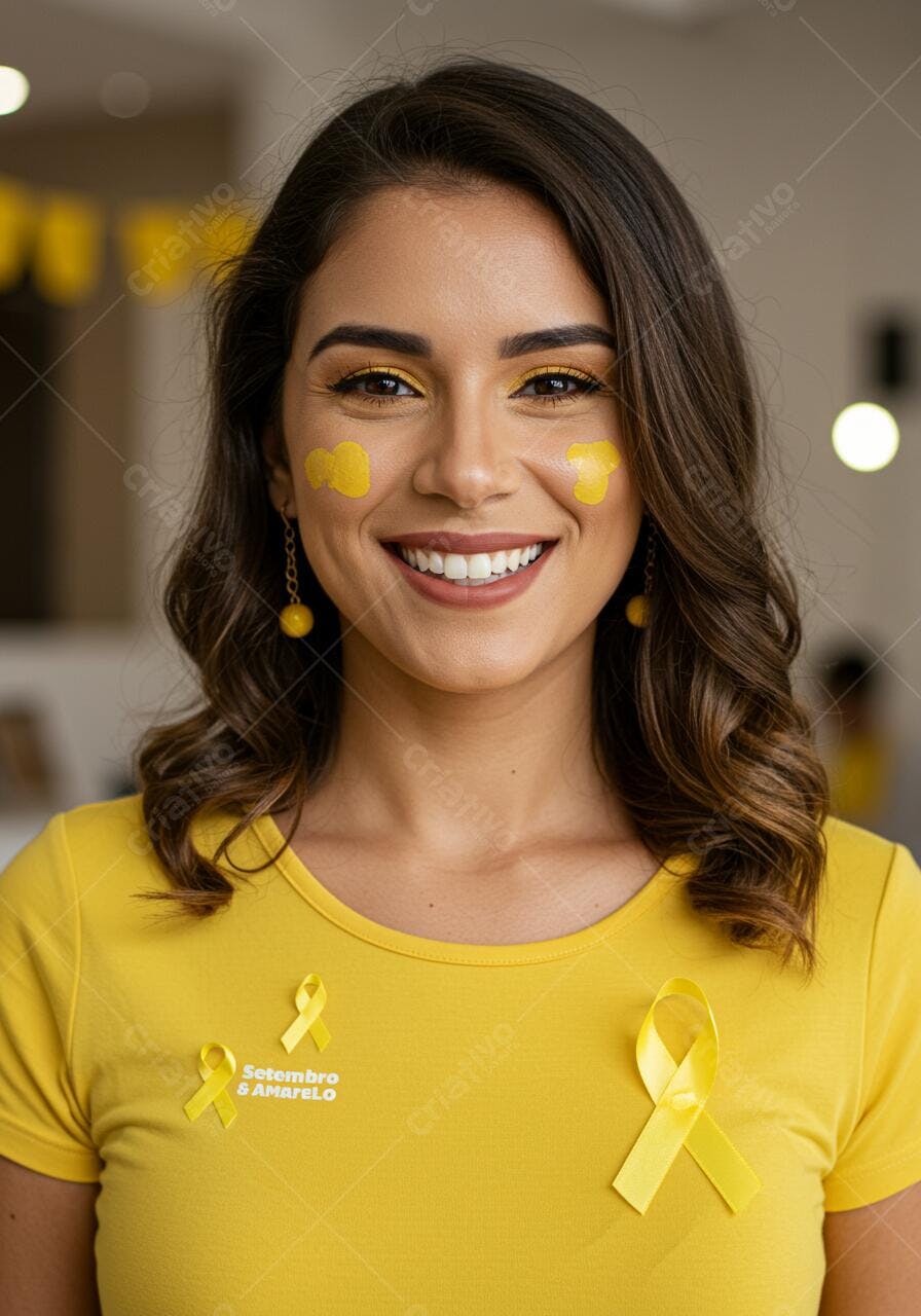 Mulher sorridente Setembro Amarelo