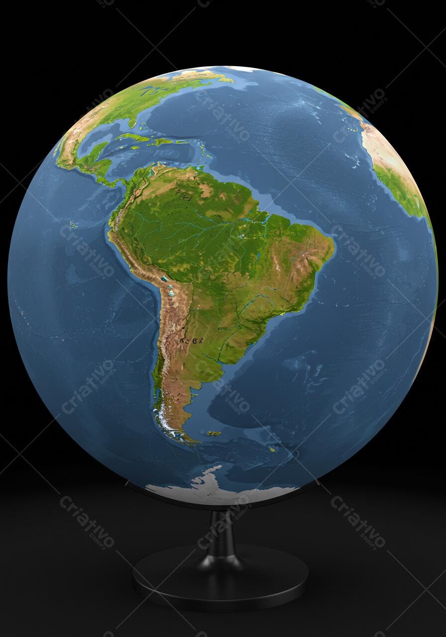 Globo terrestre com foco na América do Sul