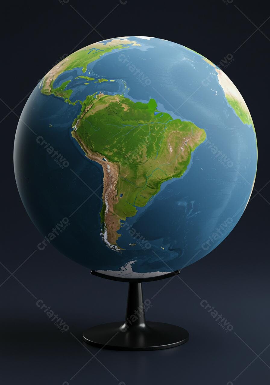 Globo terrestre em suporte preto