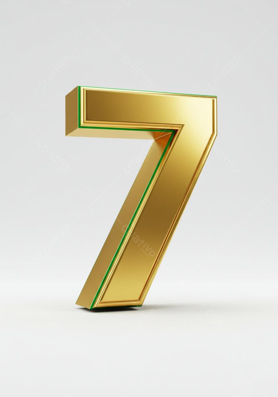 Número 7 dourado com moldura verde