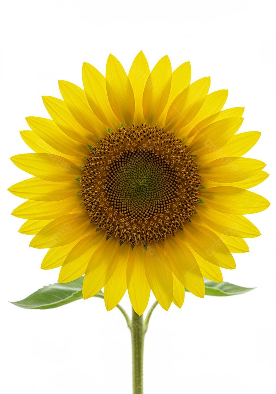 Girassol amarelo vibrante fundo branco