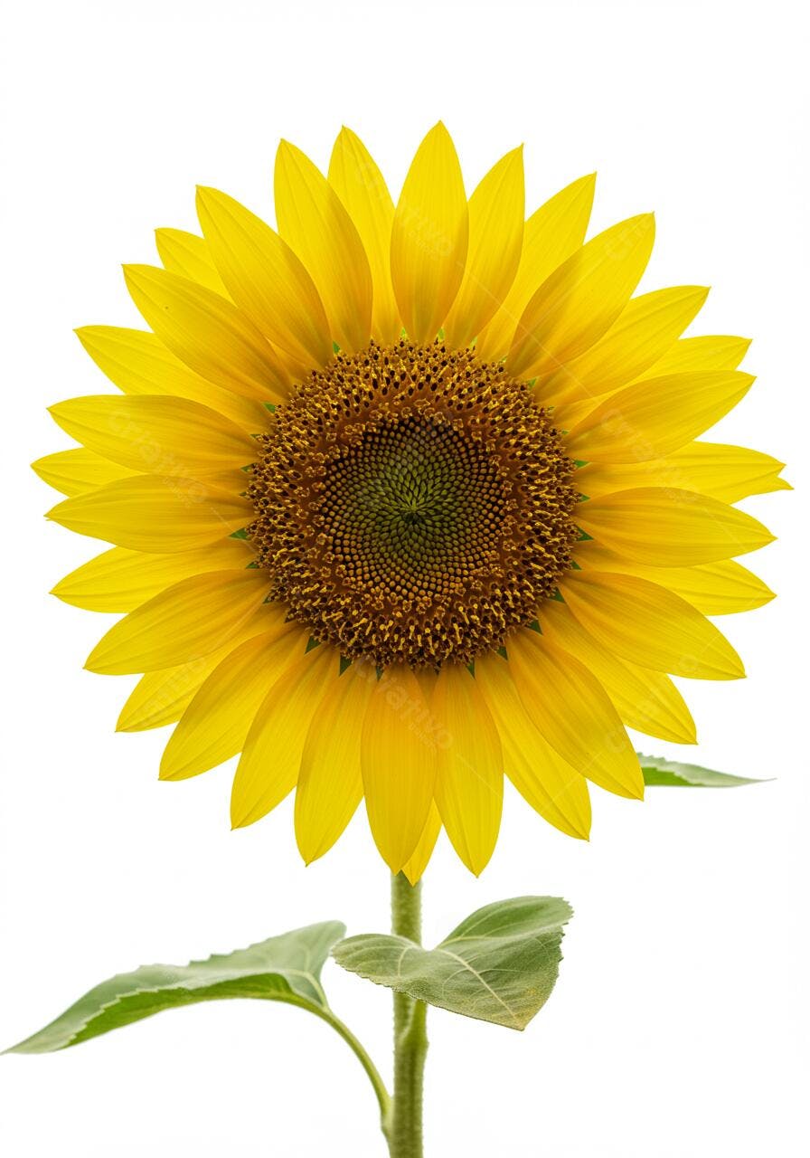 Girassol amarelo vibrante em fundo branco