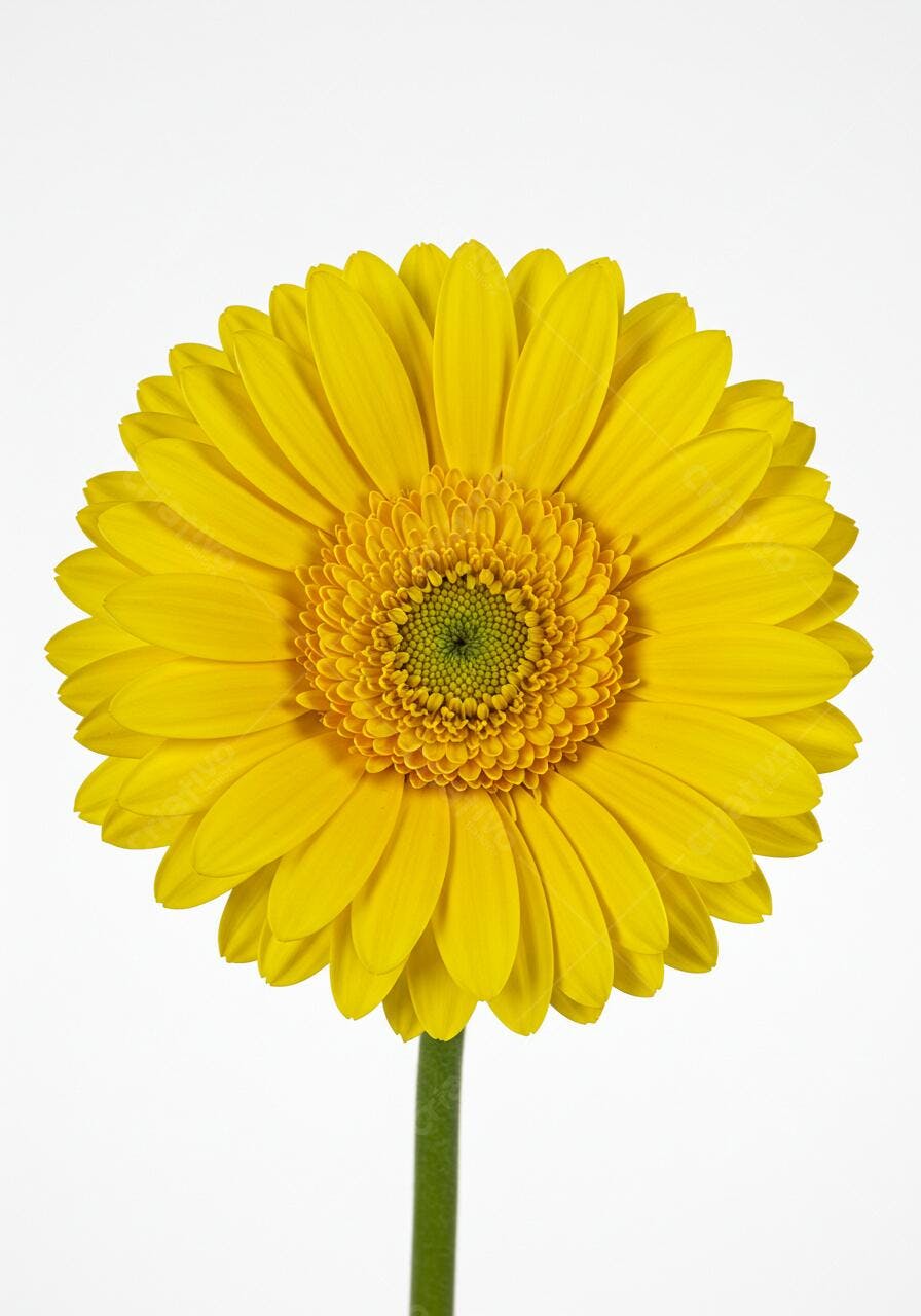 Gerbera amarela vibrante fundo branco