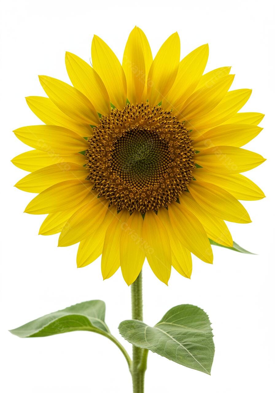 Girassol amarelo vibrante isolado fundo branco