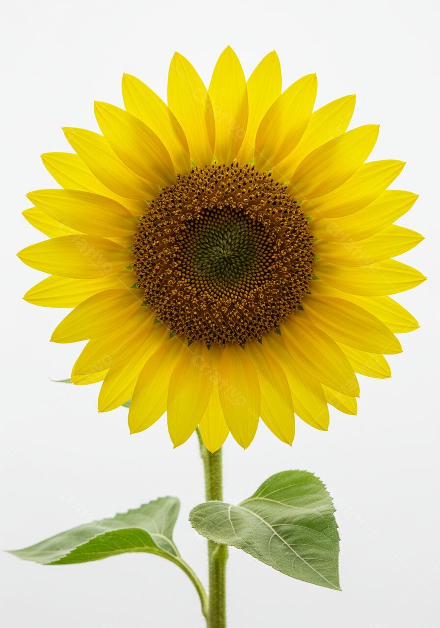 Girassol amarelo vibrante fundo branco