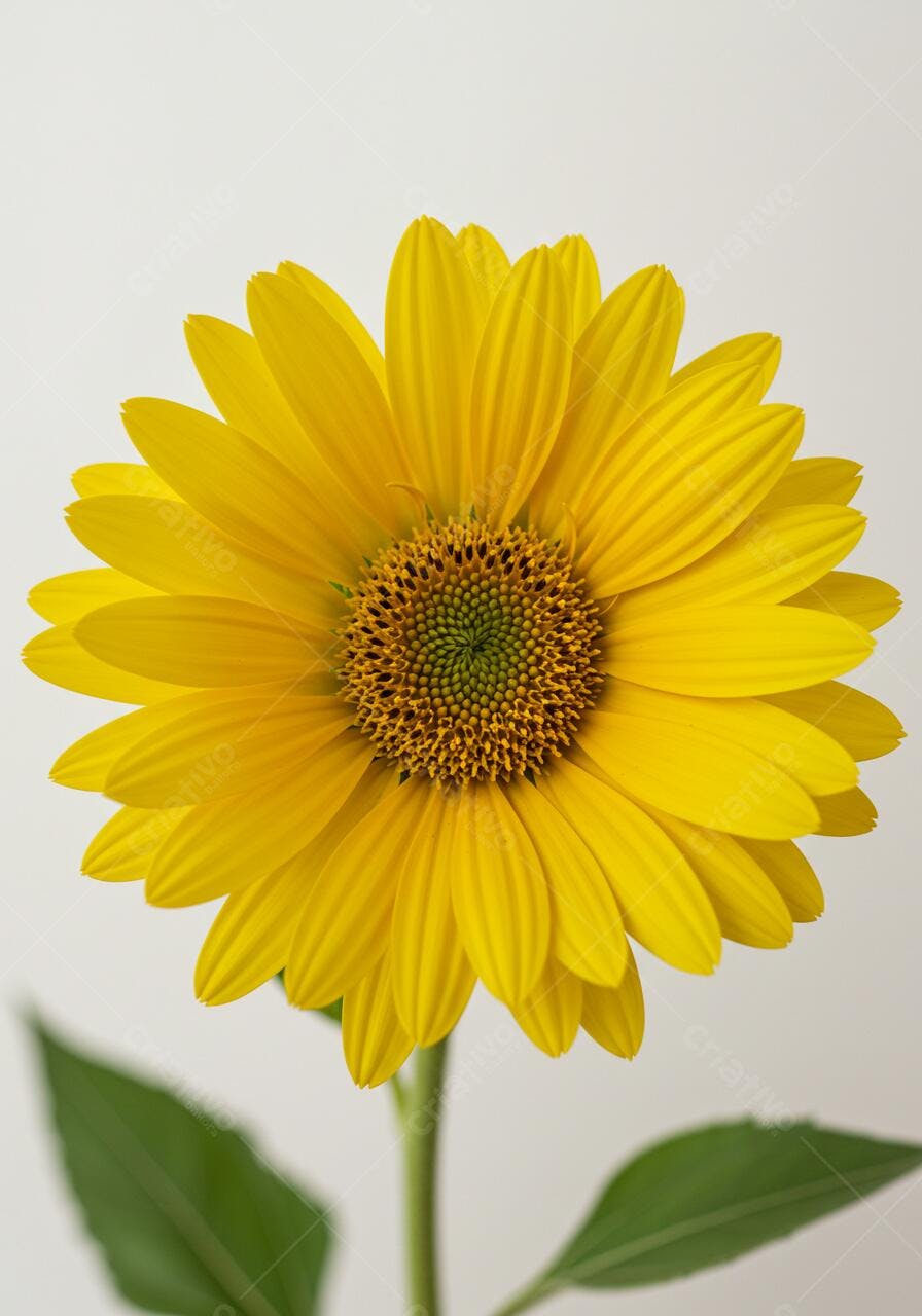 Girassol amarelo vibrante fundo branco