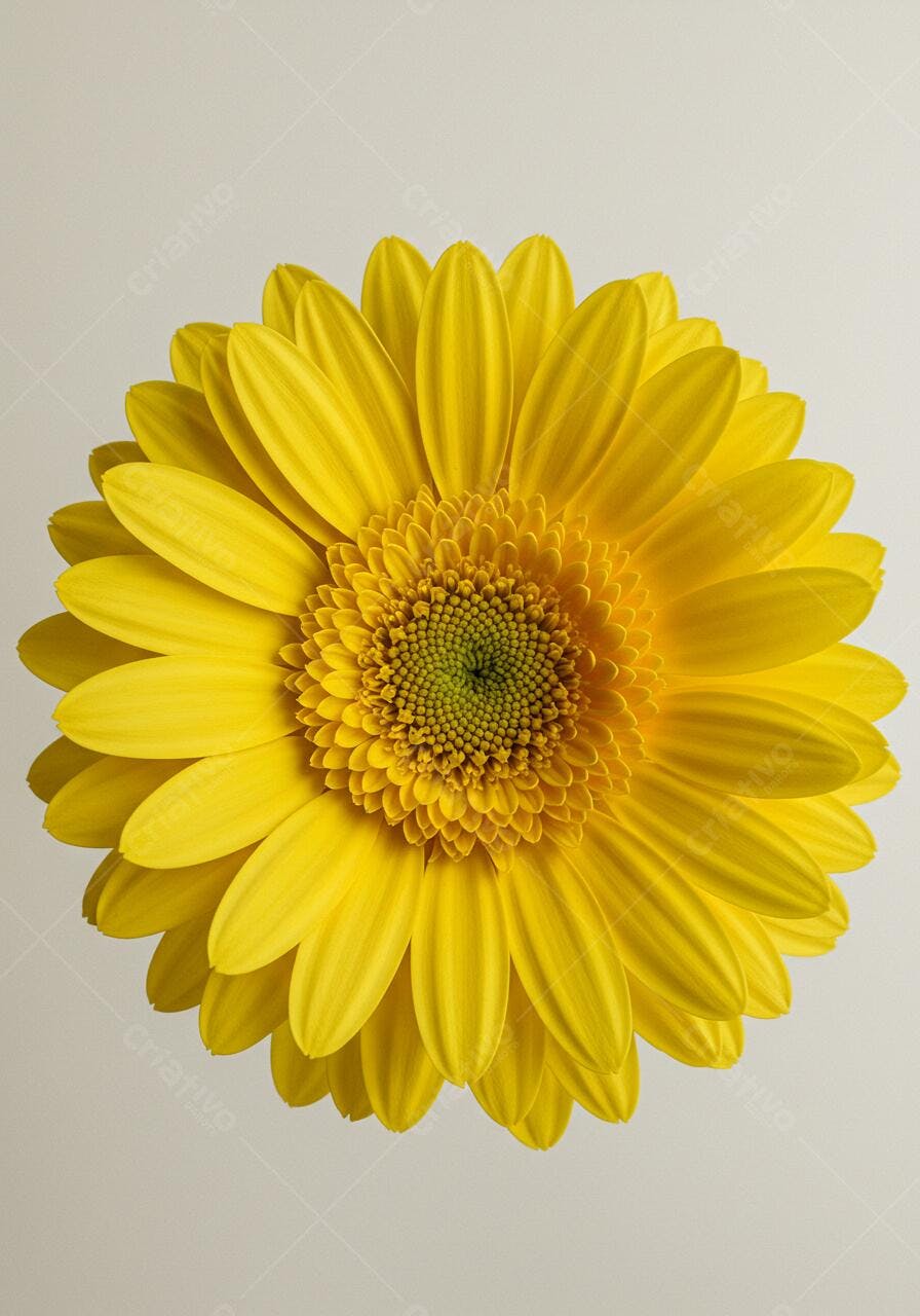 Gerbera amarela vista de cima