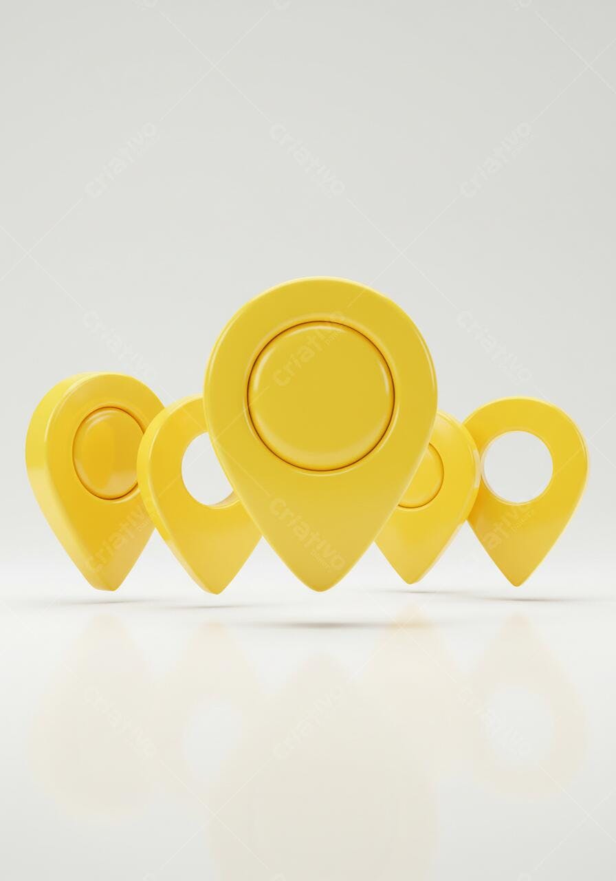 Marcadores de Localização Amarelos 3D