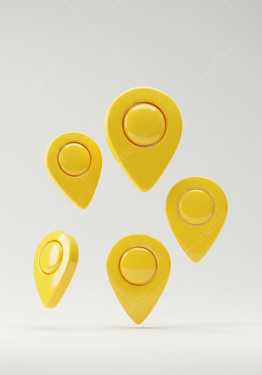Marcadores amarelos em fundo branco