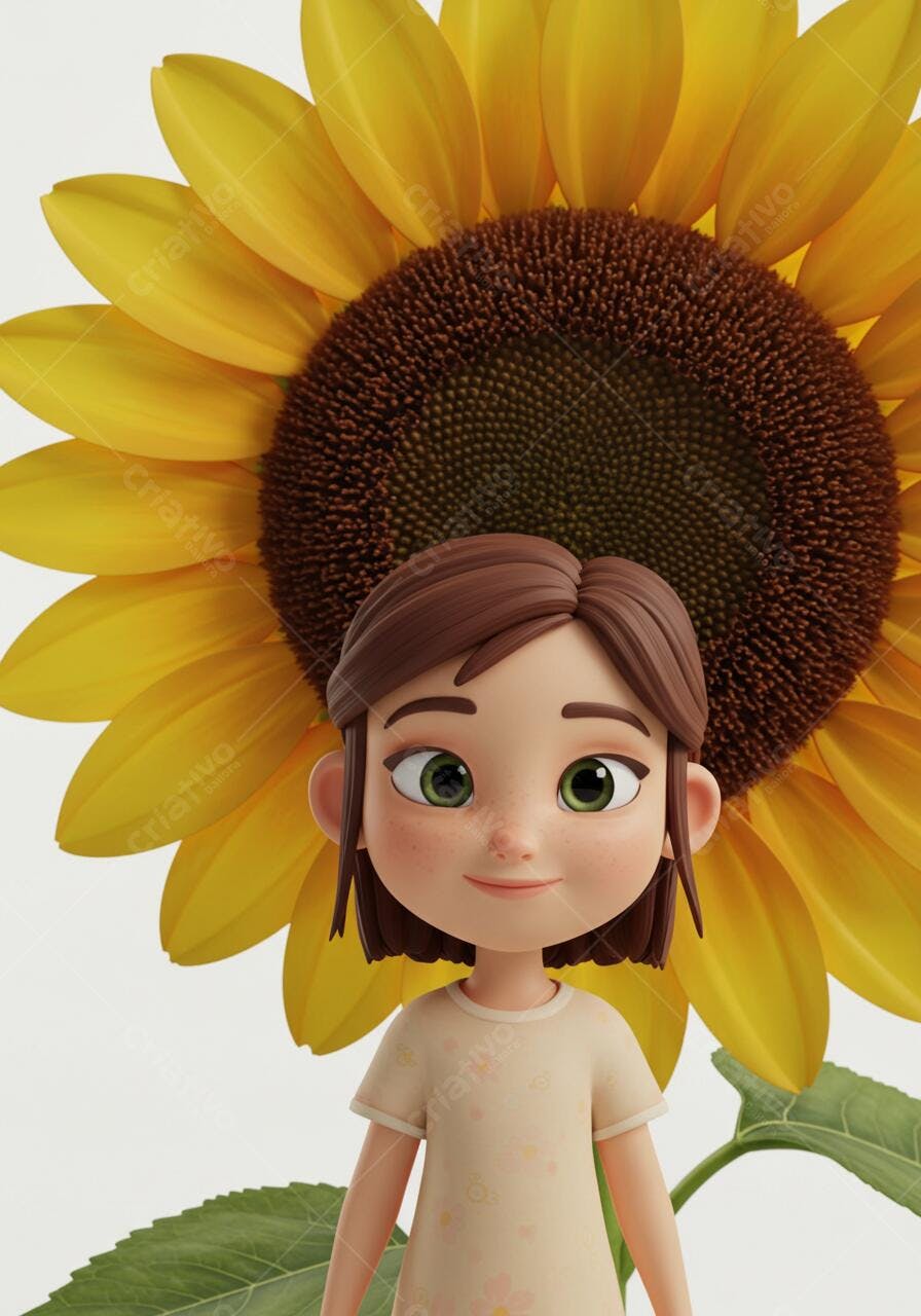 Menina e Girassol Gigante