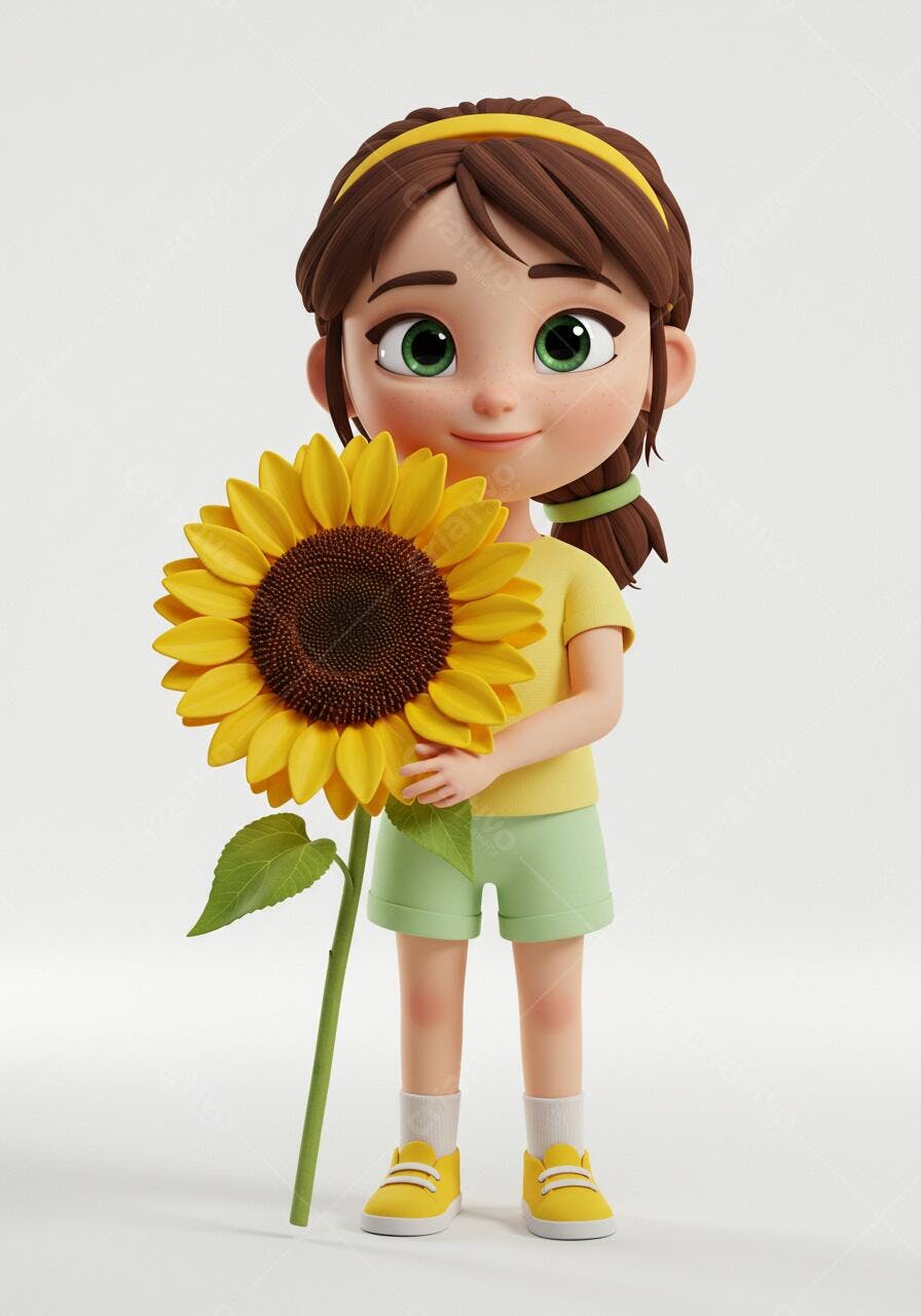 Menina com Girassol Gigante