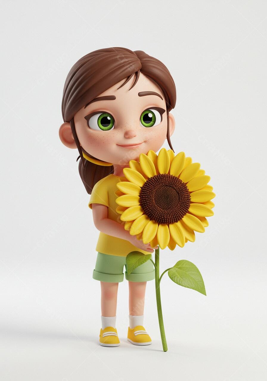 Menina com girassol amarelo