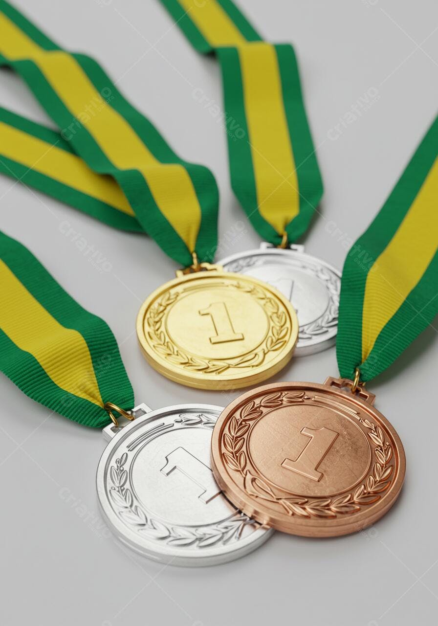 Medalhas de ouro prata e bronze