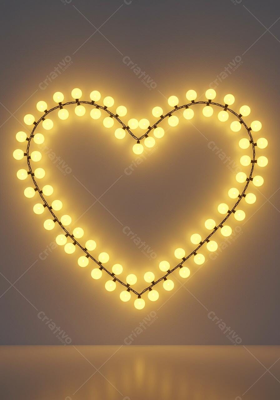 Luzes em formato de coração amarelo
