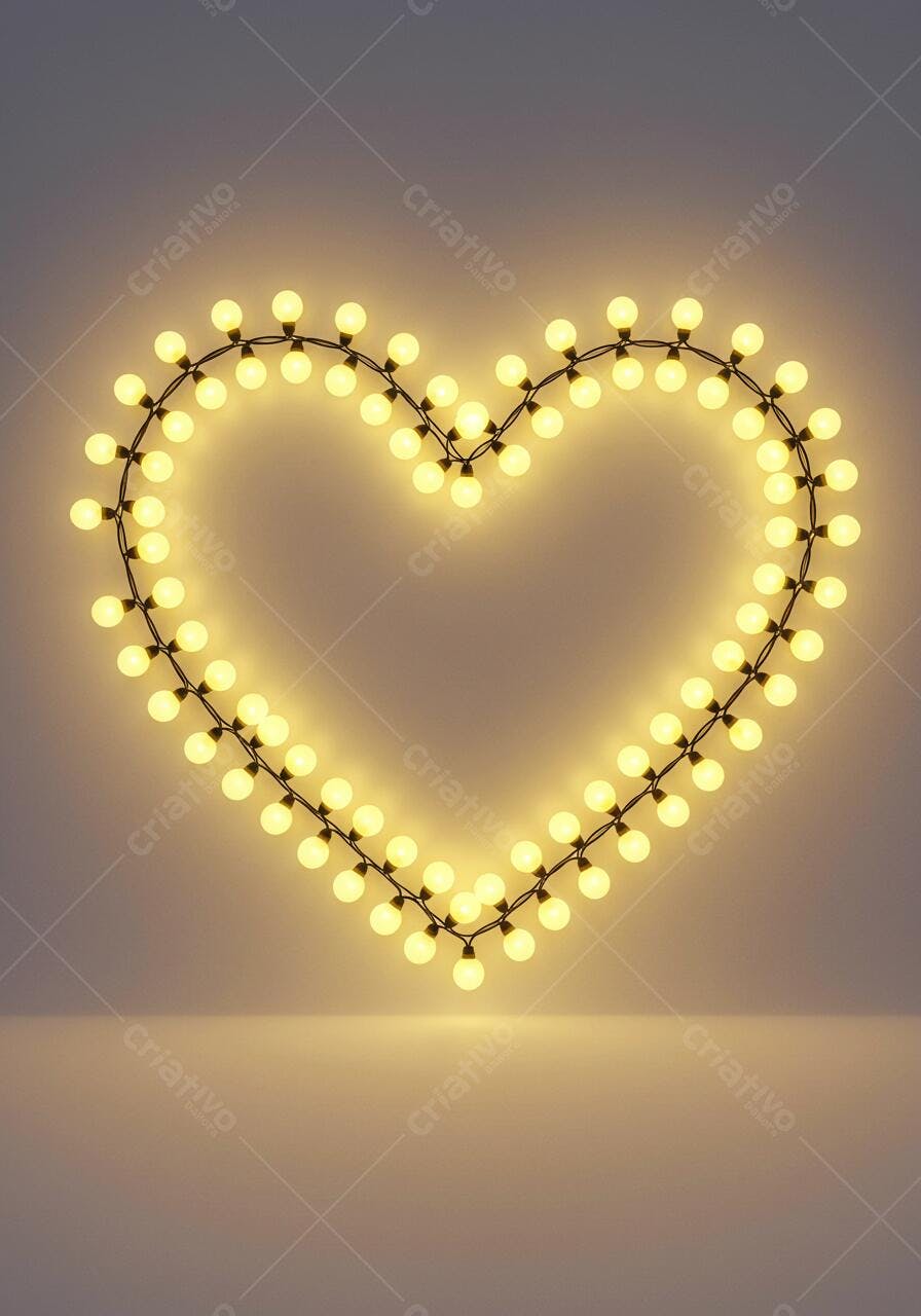 Luzes em formato de coração amarelo