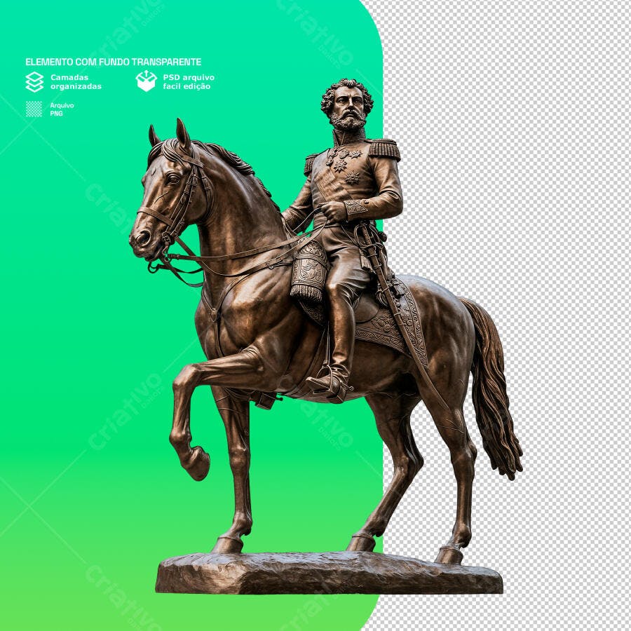 Imagem de Estátua Equestre em Bronze PSD Editável