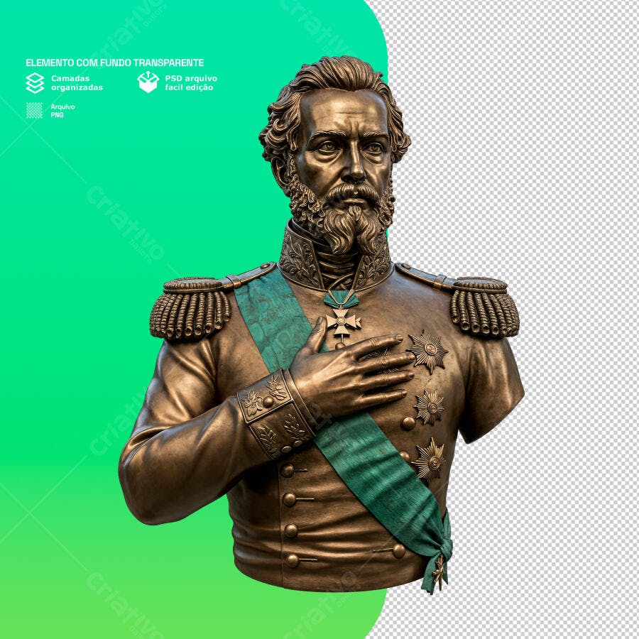 Elemento 3D Busto Bronze Geral PSD Editável