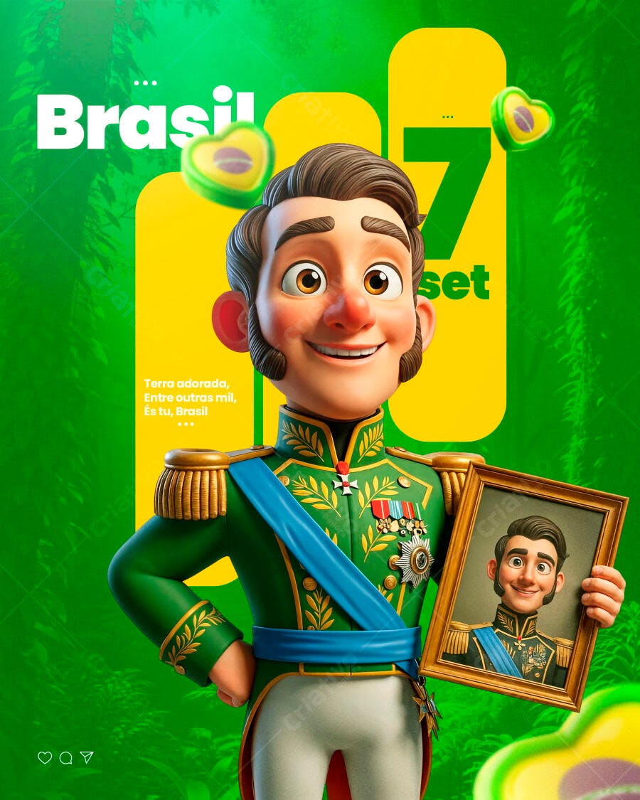 PSD Personagem 7 de Setembro: Ilustração Patriotismo PSD Editável