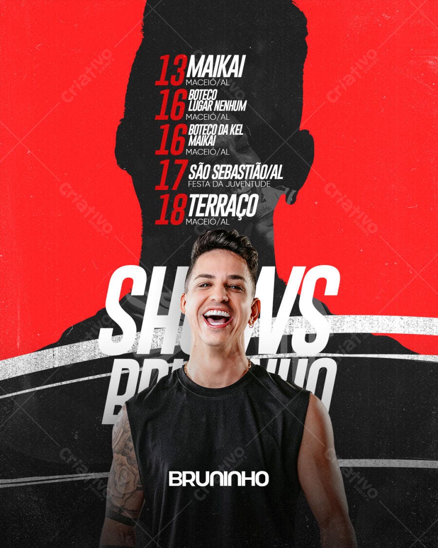 Flyer Show Bruninho Maceió PSD Editável