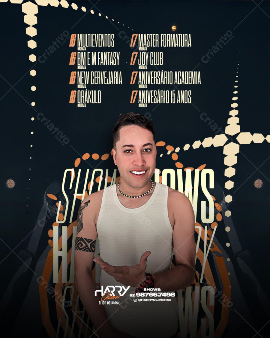 Flyer para Shows do DJ Harry Oliveira PSD Editável
