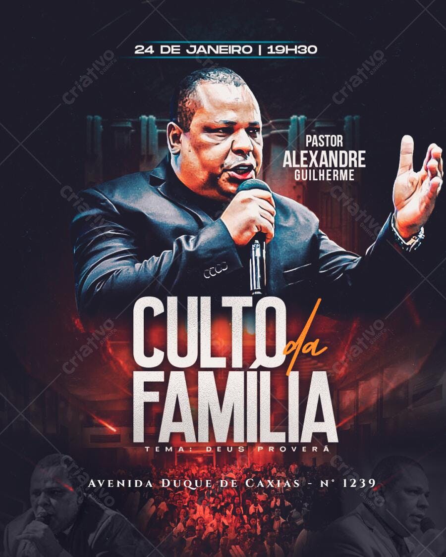 Flyer para Culto da Família PSD Editável