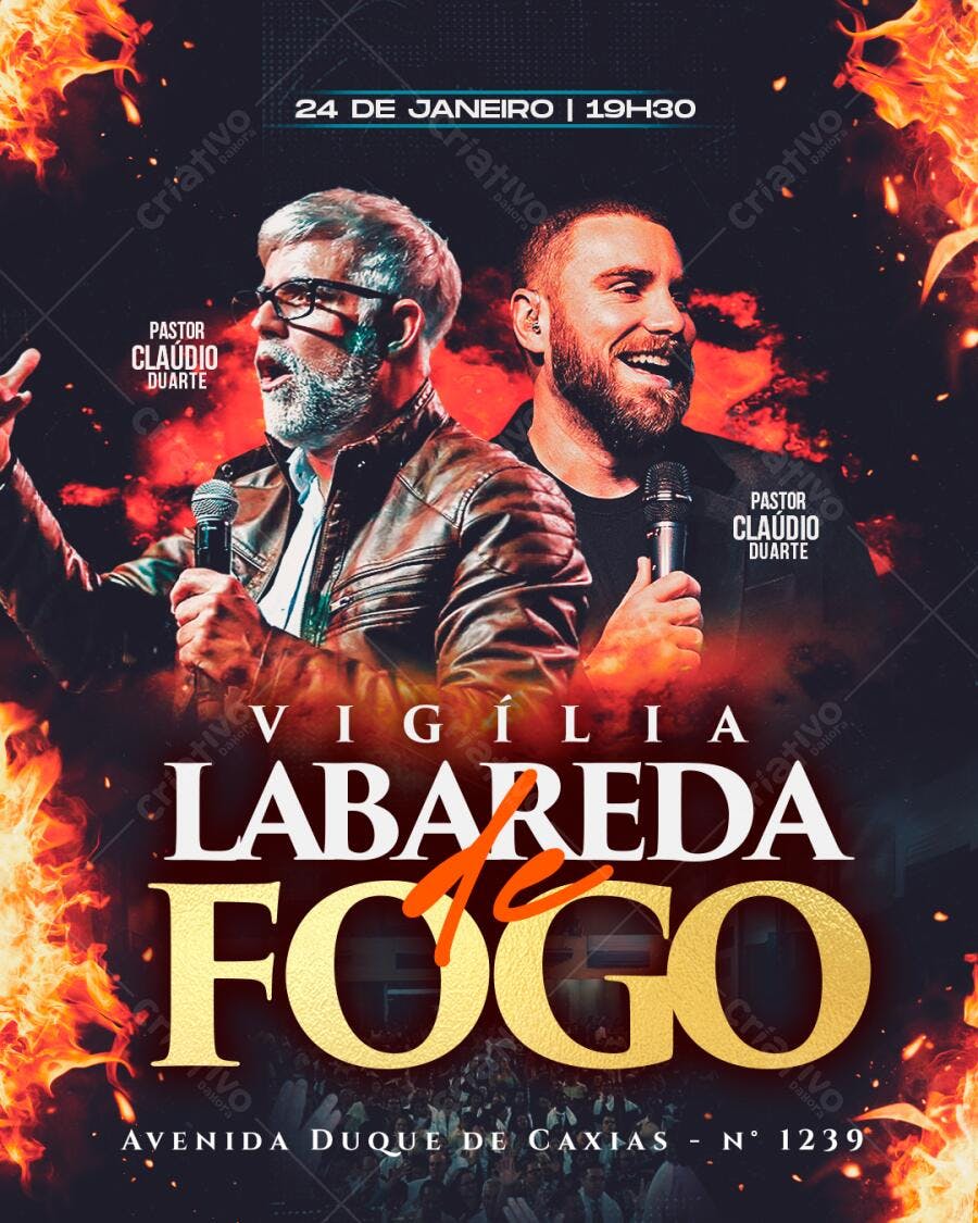 Flyer para Vigília Labareda e Fogo PSD Editável