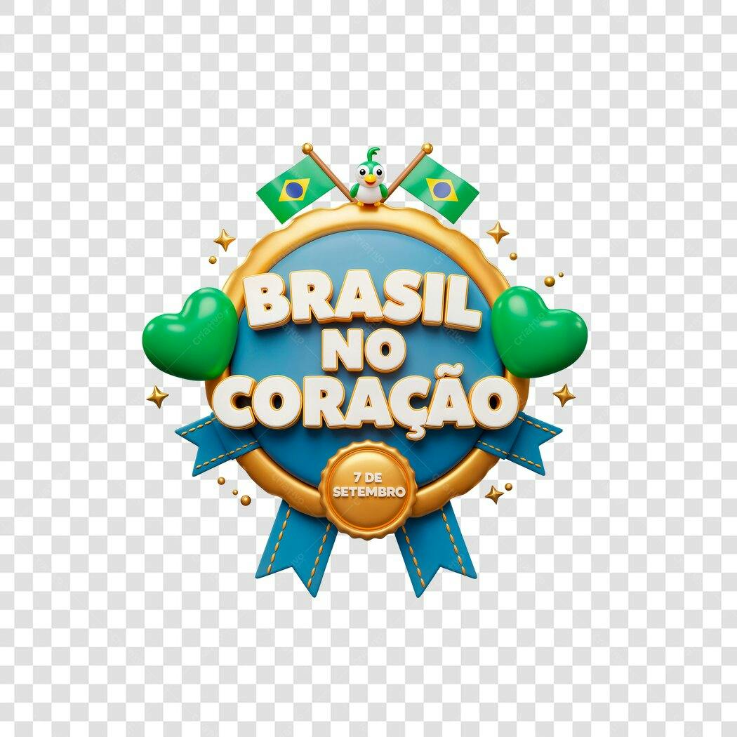 Banner 7 de Setembro Brasil no Coração PNG com fundo transparente