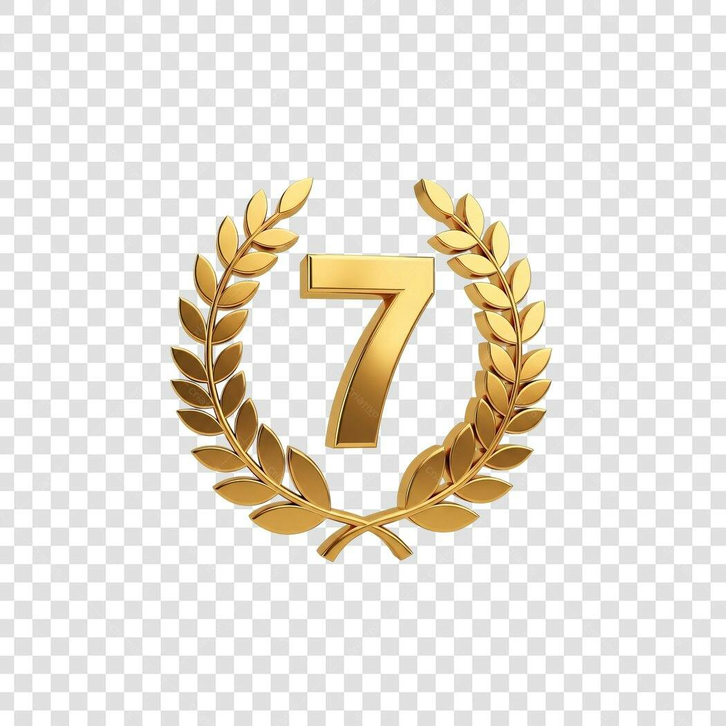 Logo 7 Anos Ouro com Fundo Transparente PNG