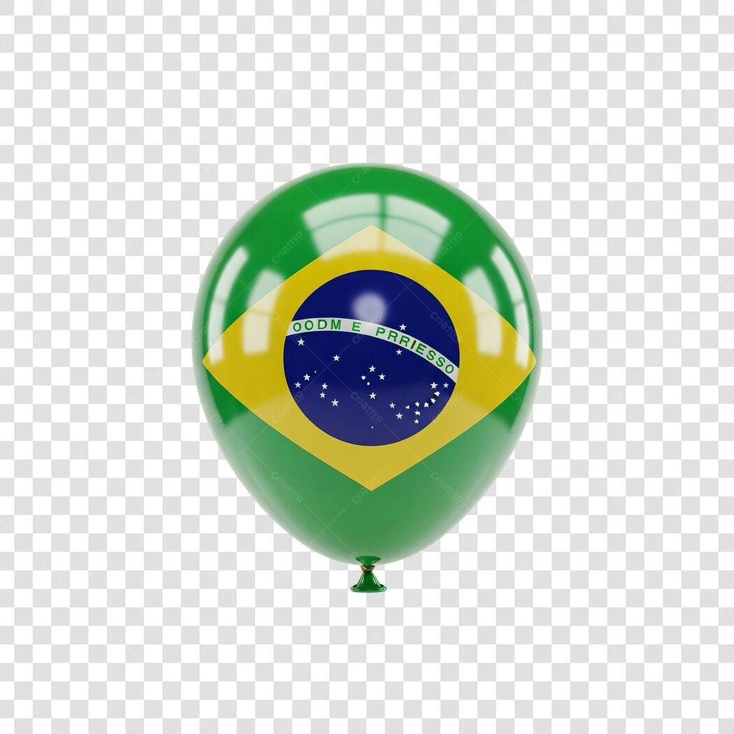 Balão com Bandeira Brasil PNG com fundo transparente