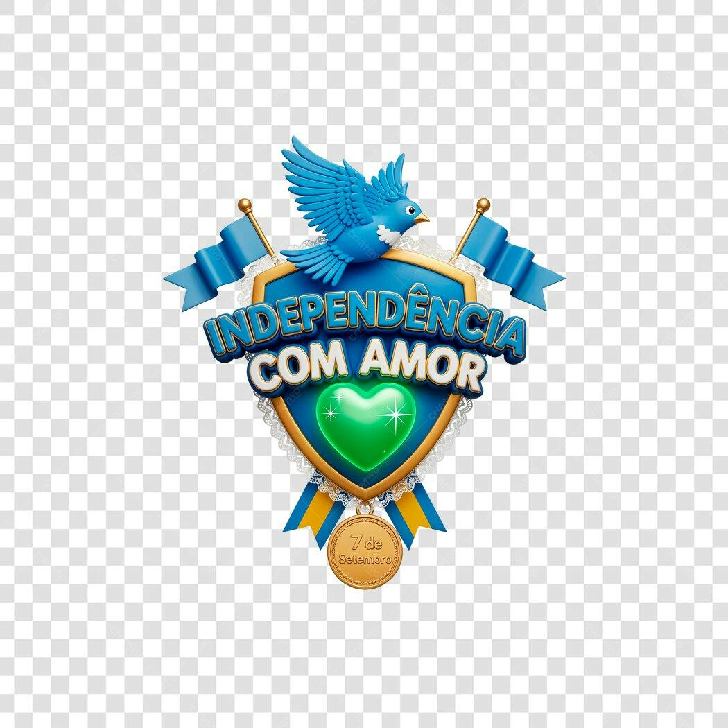 Banner 7 de Setembro Independência com Amor PNG com fundo transparente