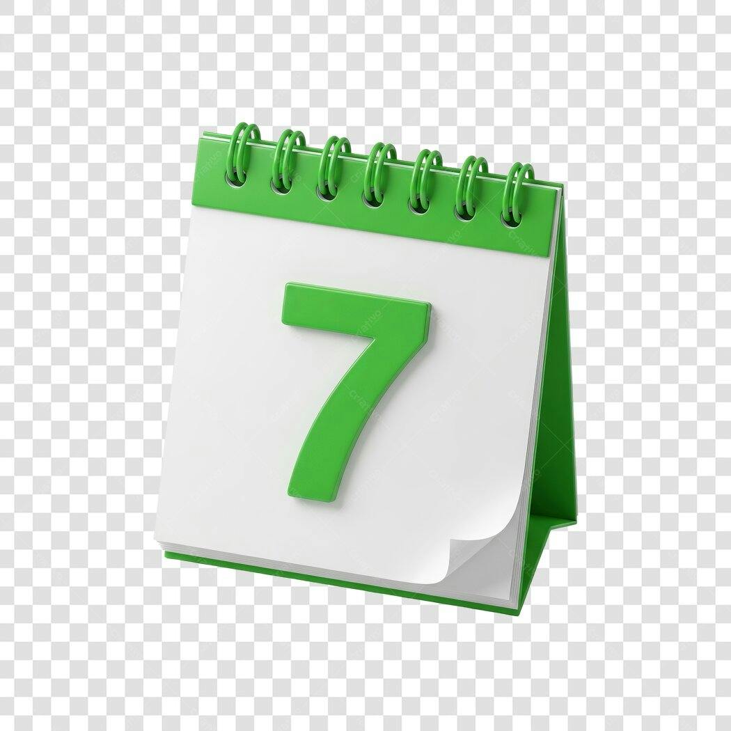 Mockup Calendário Dia 7 PNG com fundo transparente